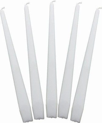 Tapered Dinner Candles White 7.5 Hours 245mm Restaurant Catering Pack of 50