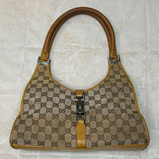 GUCCI Jackie GG Canvas Handbag Shoulder Bag Monogram Brown Women's Vintage
