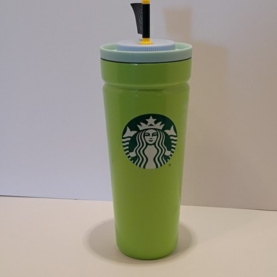 Starbucks 2025 Lime Green With Blue Twist-To-Seal Leakproof Straw Lid Cup 24 oz