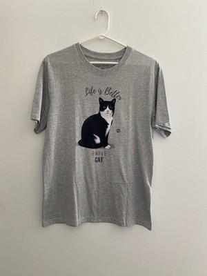 Comfort Threads by E&S Pets Gray Life is Better with A Cat T-Shirt sz M New NWT