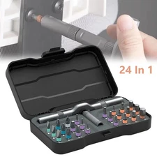 24PCS Magnetic Screwdriver Set DIY Ratchet Screwdriver Multi Bit Tool Box Handle