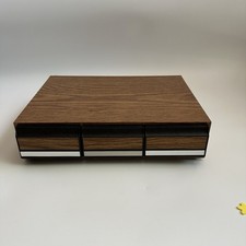 Vintage 3 Drawer Holds 36 Audio Cassette Tape Storage Holder Case Wood Grain