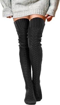 Women's Cable Knitted Boot Socks Thigh High Socks Extra Long Winter Thick Sto...
