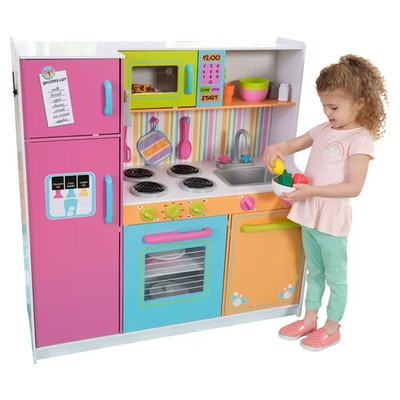 KIDKRAFT DELUXE BIG AND BRIGHT WOODEN PLAY KITCHEN, NEON *USED DISTRESSED BOX