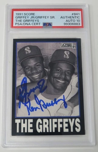 KEN GRIFFEY JR. & SR. Signed Autograph 1991 Score Griffeys Card 841 PSA 10 Auto