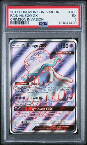 Nihilego Gx 103/111 Crimson Invasion Pokemon PSA 5