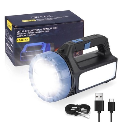 Wiederaufladbare LED Taschenlampe 800lm 2400mAh Solar USB IP65 Wasserdicht - Camping Licht