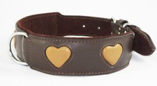 Brown Staffy Dog Collar Tan Heart Staffy Staffordshire Bull Terrier Collar