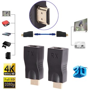 Extensor Hdmi 2 Para 30m Mais De Cat 5e Cat6 Rj45 Cabo Ethernet Para Tv Projetor Dvd Ebay