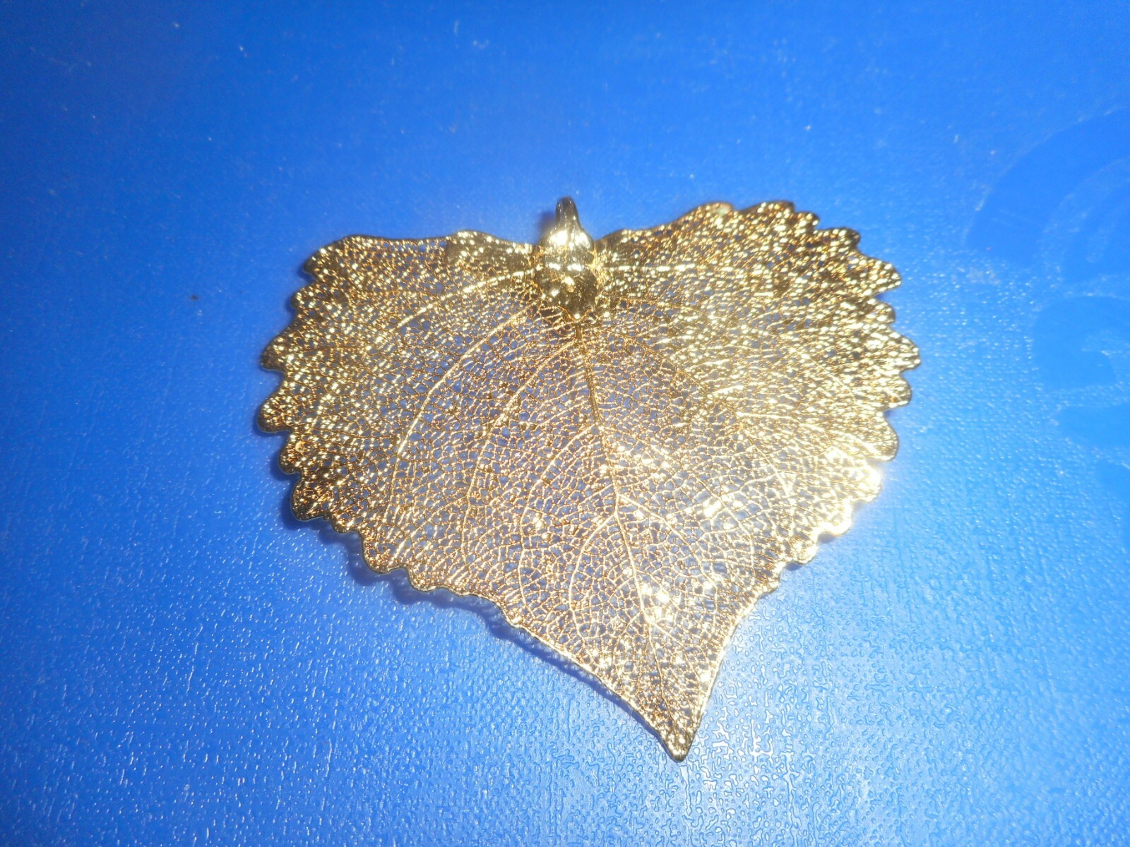 GOLD DIPPED PENDANT VINTAGE REAL LEAF Skeleton Go… - image 9