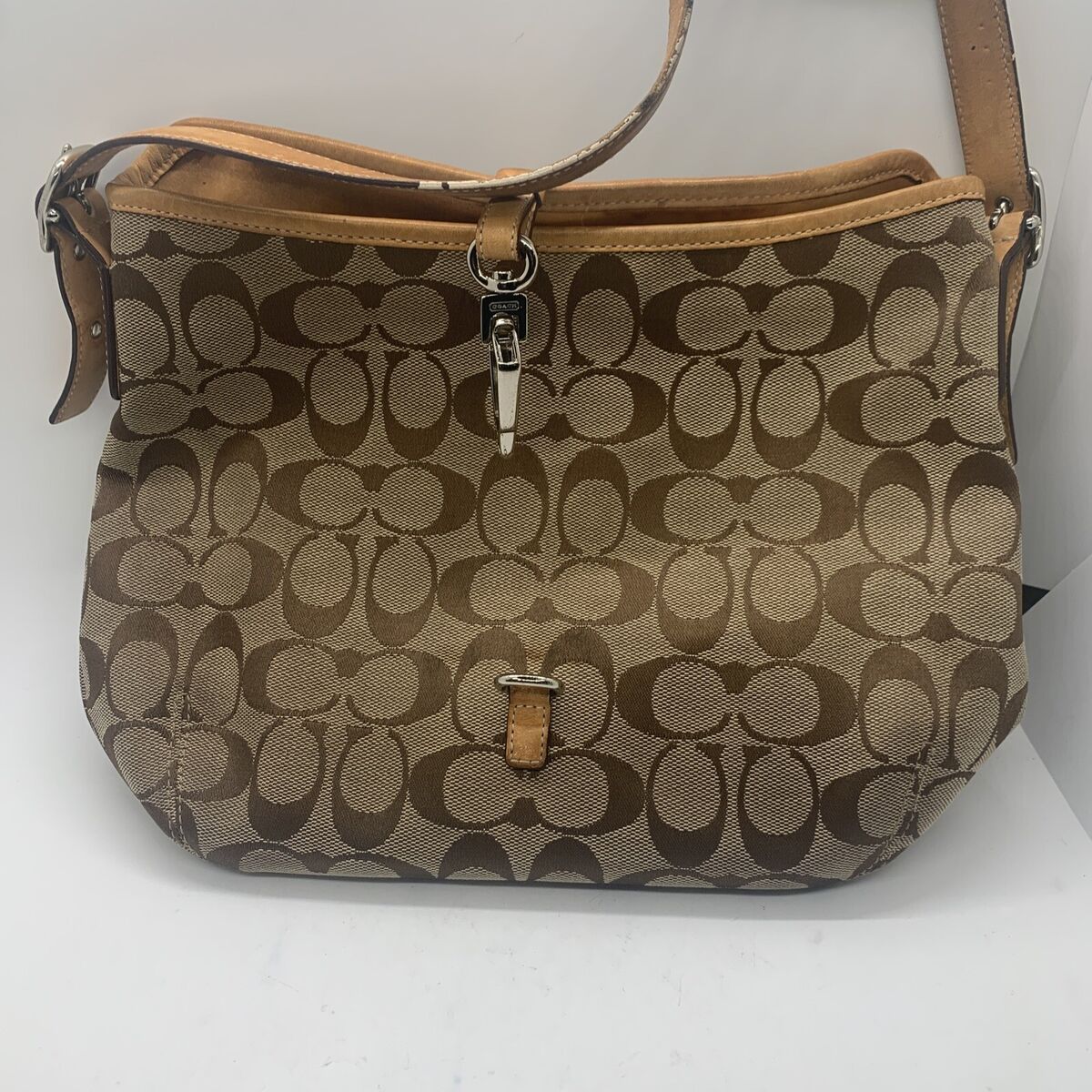 COACH HAMPTON Clip Brown Signature C Jacquard Leather COACH HAMPTON Clip Brown Signature C Jacquard Leather