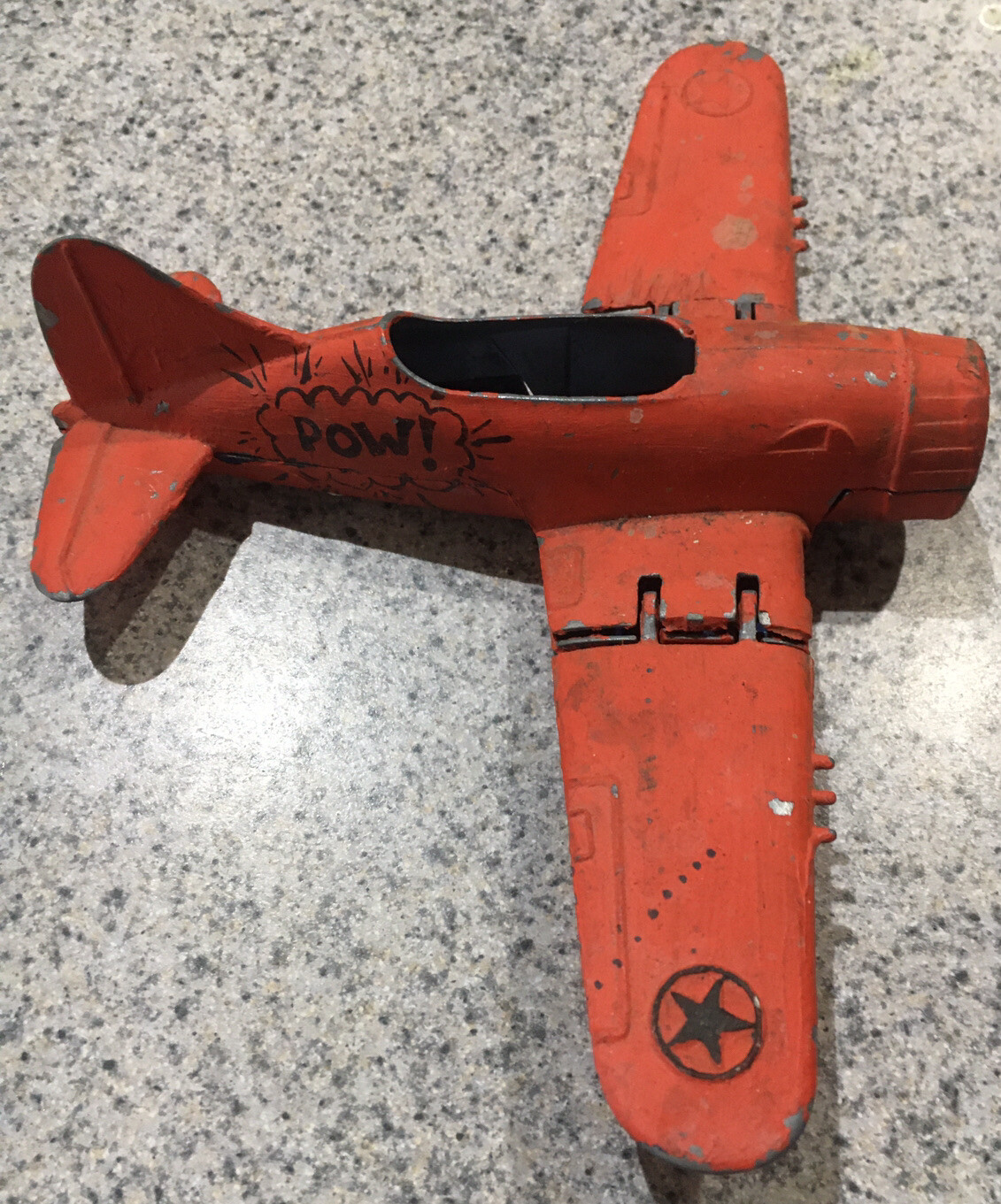 Hubley Kiddie Toy Airplane Lancaster Pa Made In USA Fold Up Wings Free