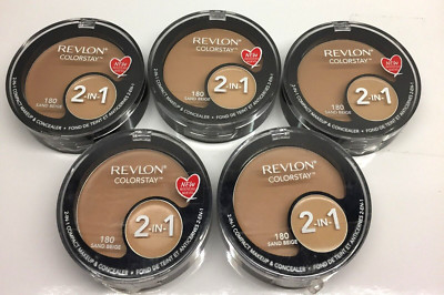 5 X Revlon colorstay 2 in 1 compact makeup & concealer SAND BEIGE #180