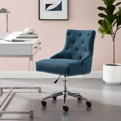 Regent Tufted Button Swivel Upholstered Fabric Office Chair- Choose Seat Color