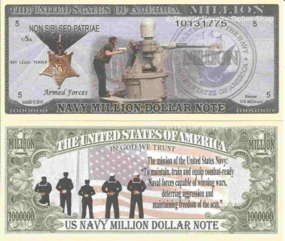 United States Navy Mission Million Dollar Scheine x 2 American Armed Forces USA