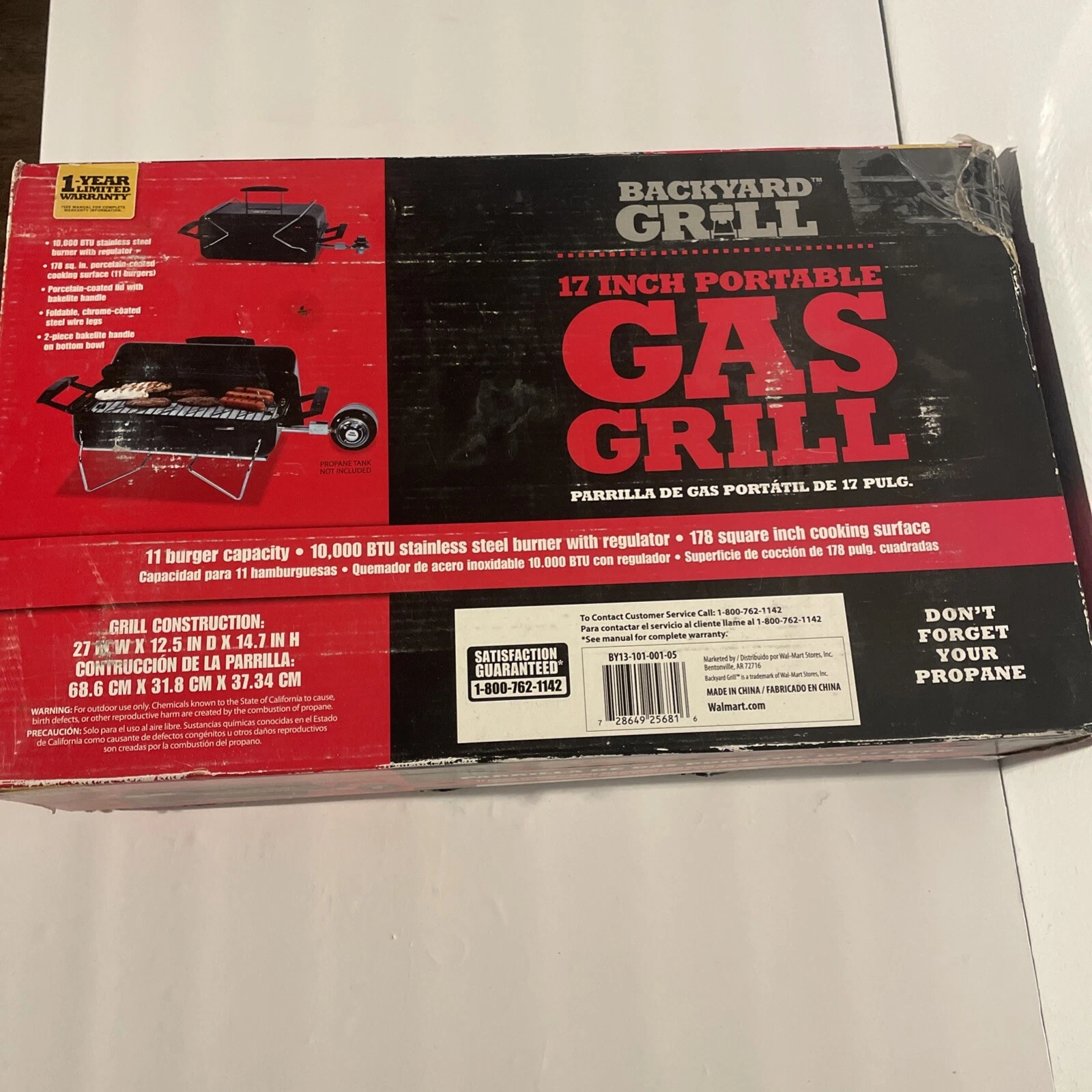 Backyard Grill 17inch Portable Propane/RV/Camping. New In Box.