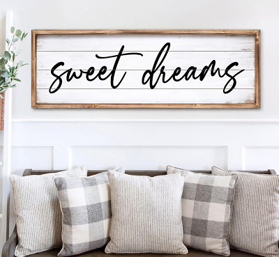 Sweet Dreams Farmhouse Wall Decor - 42''x15'' Framed Bedroom Sign