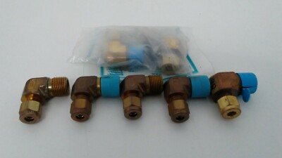 LOT OF (7) NEW! SSP PARKER 1/4''TUBE X 3/8''MNPT BRASS MALE ELBOWS IBU4ME6