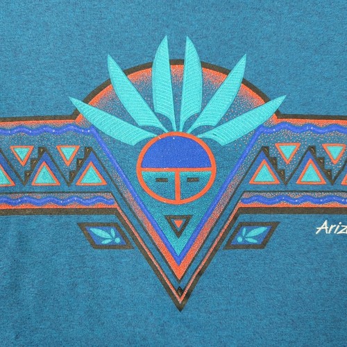 VTG 90s Arizona T Shirt Men L Blue 50/50 HEF-T Tee Jays Mask Graphic Destination - Picture 5 of 14