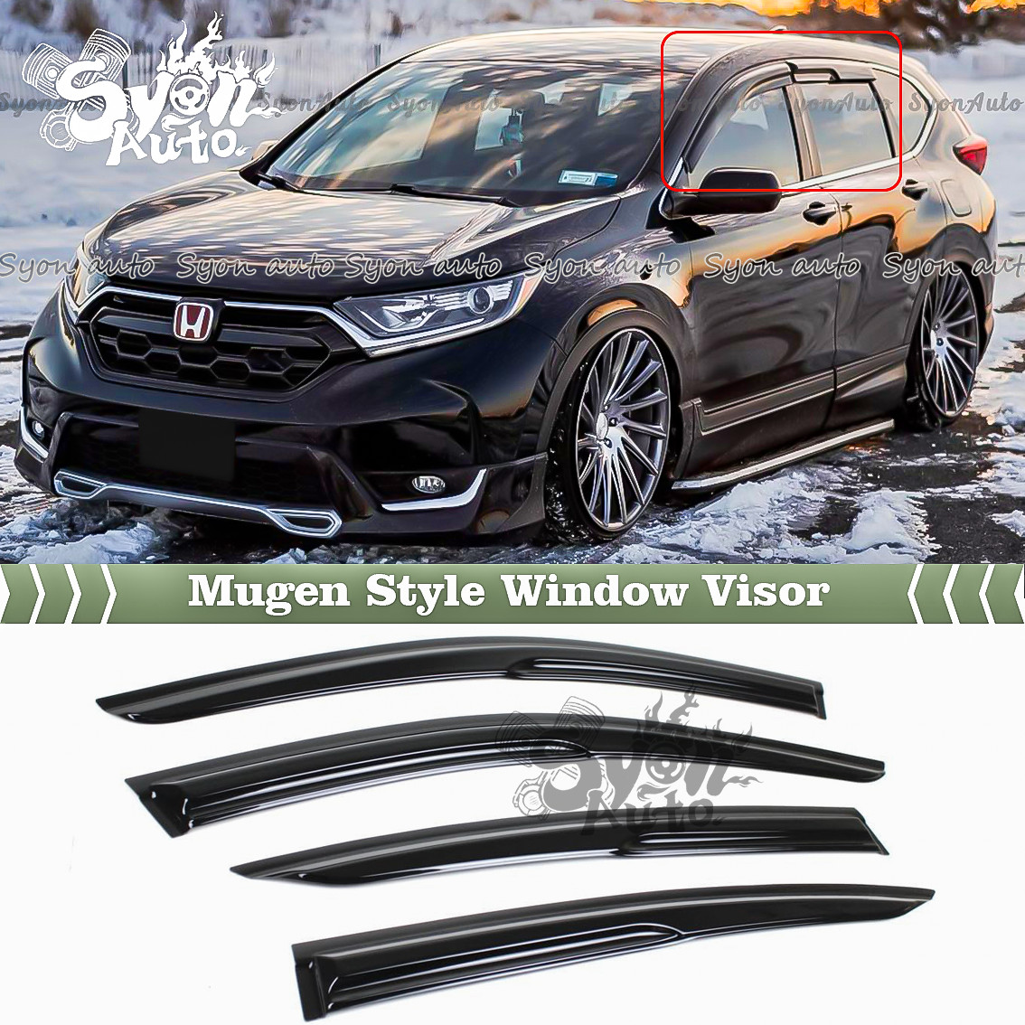 FITS 17-2022 HONDA CRV CR-V JDM 3D WAVY MUGEN STYLE WINDOW VISOR RAIN GUARD VENT