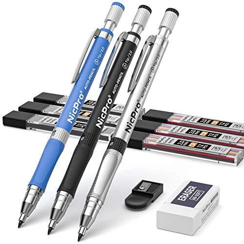 Art Mechanical Pencils Set Metal Drafting Sketching Drawing Pencil Artist  Tools