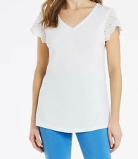 JULIPA LADIES BRODERIE ANGLAISE SLEEVE JERSEY TOP WHITE NEW (ref 491) SALE