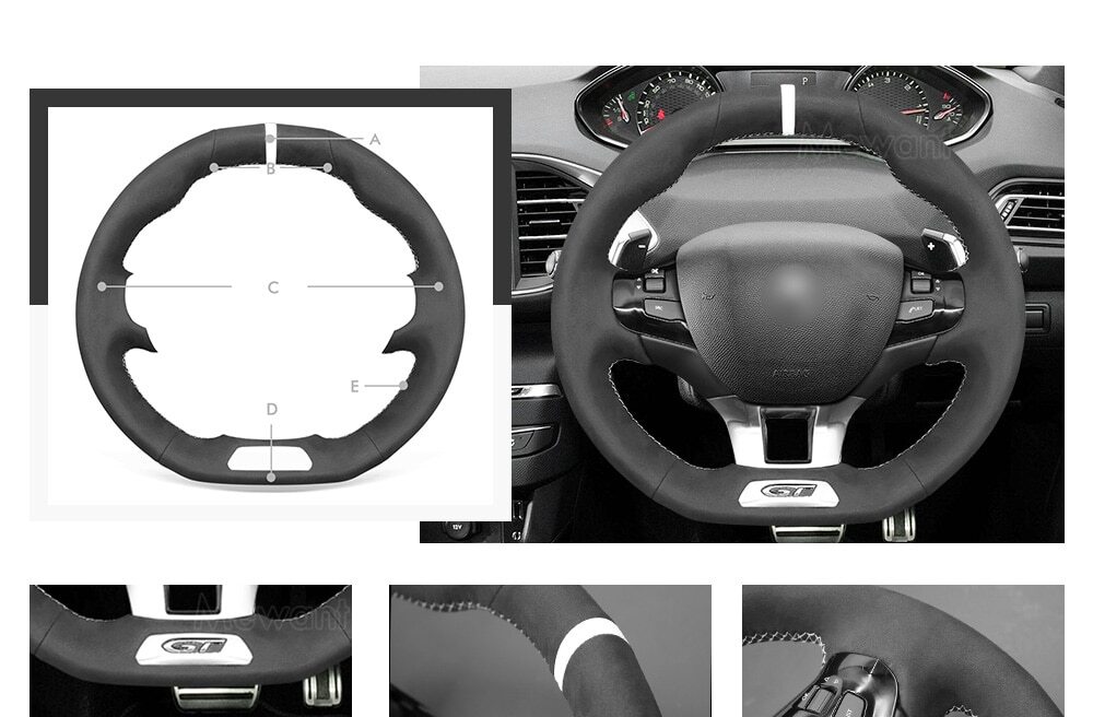 MEWANT DIY zwarte echt lederen stuurhoes voor 208 GT 308 GT 2008 GT