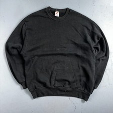JERZEES Blank Black VTG Crew Neck Sweatshirt Black 90s No Graphic Basic L USA