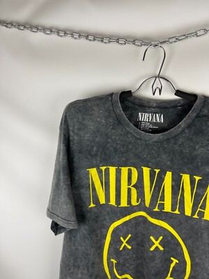Nirvana 2017 big logo grey faded band tee shirt | eBay