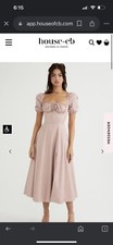 House Of Cb TALLULAH BLUSH PUFF SLEEVE MIDI DRESS Mauve  XS (073)