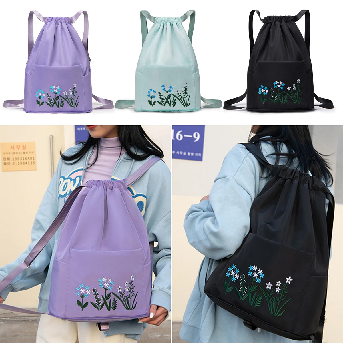 Folding Travel Bag Ultra Lightweight Drawstring Backpack Gym Sports Sackpack eBay