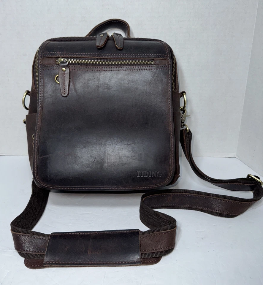 Bolsa de Mensageiro de Couro de Grão Integral Tiding Bolsa Transversal Murse Bolsa Negócios - Imagem 2 de 4