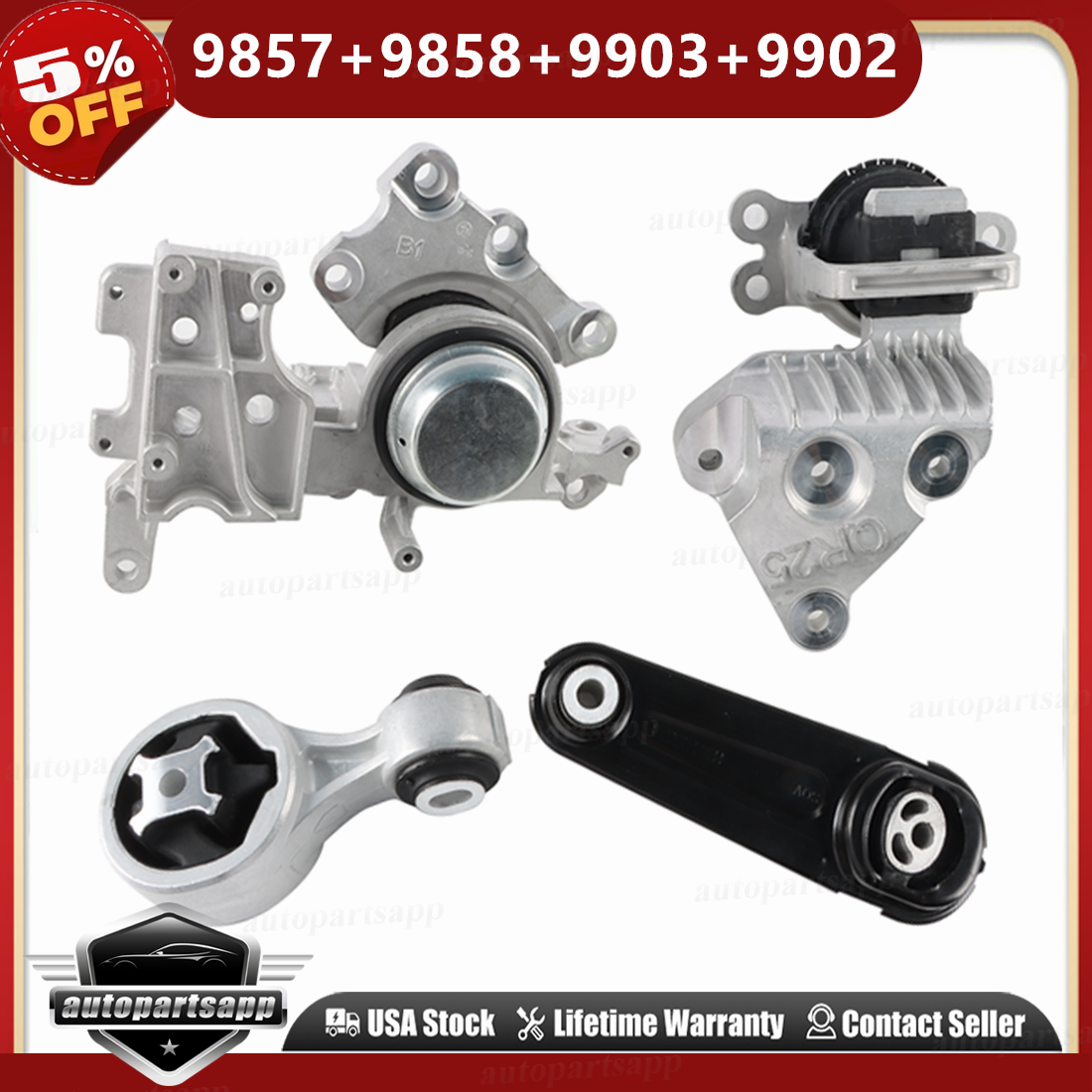 4Pcs Fits Nissan Rogue 2.5L 2014-2020 Engine Motor & Transmission Mount Set