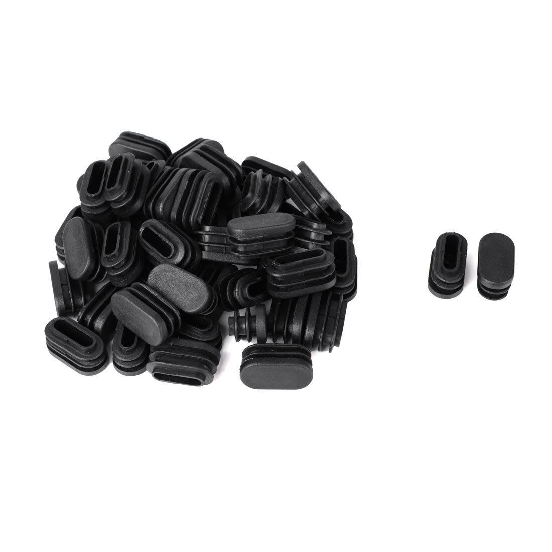 Tappo inserto tubolare ovale plastica sedia tavolo mobile nero 30mm x 15mm 48pz