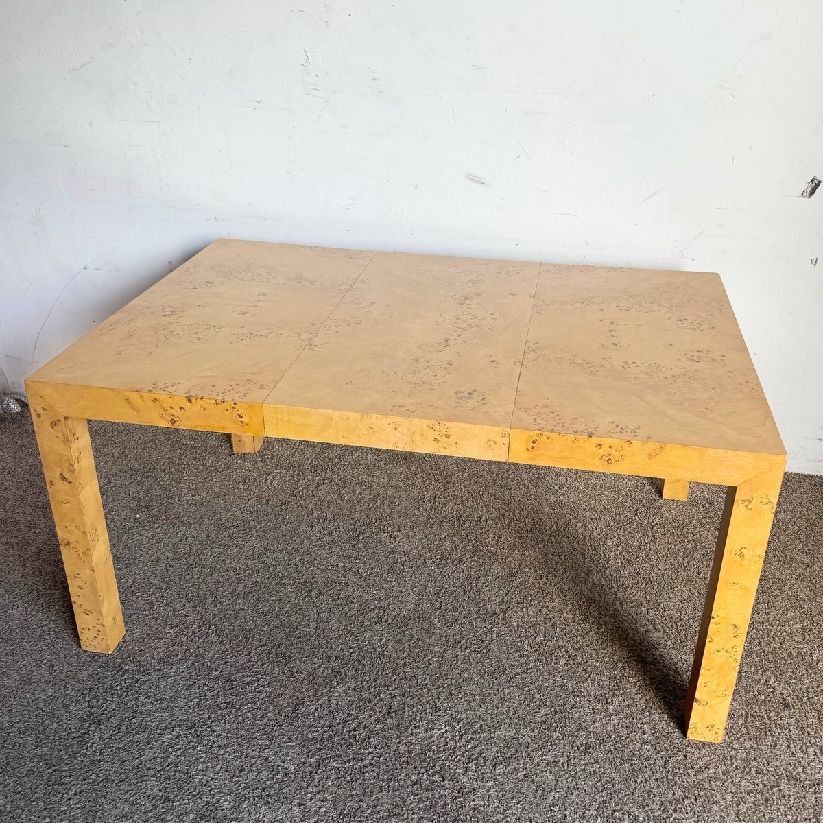 70s フランス製 ヴィンテージ PARSONS テーブル ミッドセンチュリー Mid Century Modern Burl Wood Parsons Extendable Dining Table