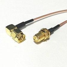 SMA female jack to SMA male plug right angle pigtail cable RG178 15cm 6inch NEW