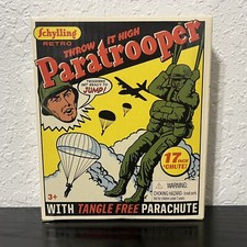 Schylling Retro Paratrooper 17" Tangle Free Parachute Green Army Men Toy NEW