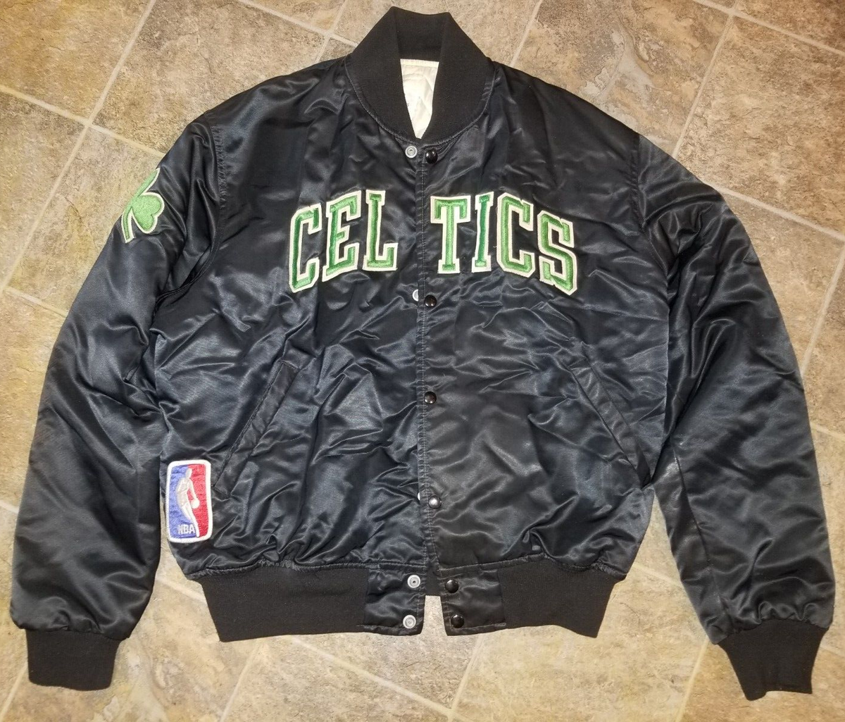 Boston Celtics Men XL Satin Bomber Jacket Vintage 80s 90s Starter 