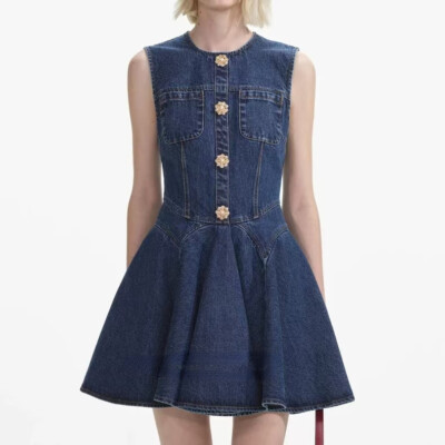 white christmas dresses Luiza Denim Mini Dress – VICI main image 1