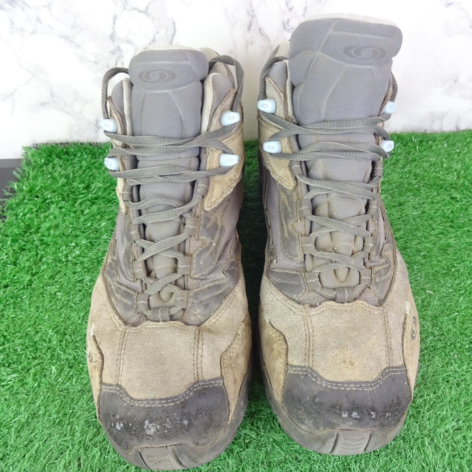 Scarpe da passeggio Salomon taglia 7 donna marroni scarpe da ginnastica trekking trail goretex stringate