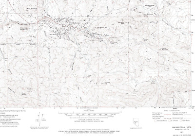 Manhattan, Nevada 1971 Vintage USGS Topo Map 7.5 Quadrangle Topographic