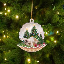 English bulldog Sleeping in Pearl Christmas Ornament, English bulldog Lovers