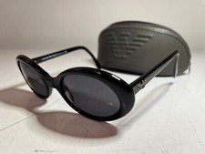 Vintage 80s Emporio Armani 541-S Black Oval Sunglasses 45-20-140 w Case EUC