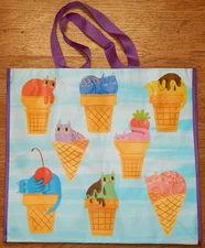 REUSABLE SHOPPING TRAVEL TOTE BAG ICE CREAM KITTENS ECO FRIENDLY TJMAXX NEW