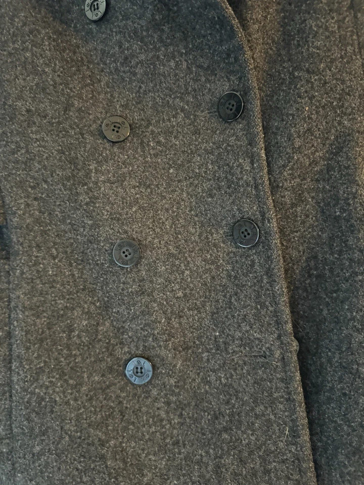 Vintage LEI Junior/ Women’s Gray Wool Double Breasted Pea coat Medium Y2K - Image 2 of 4