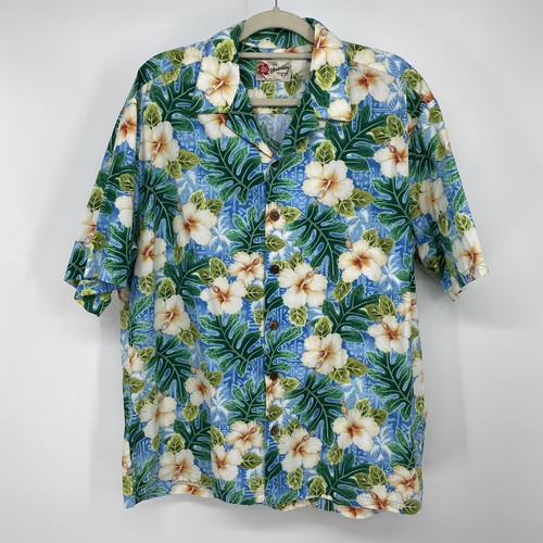 Hilo Hattie Short Sleeve Hawaiian Button Up Shirt- Mens Size XL Hibiscus Floral