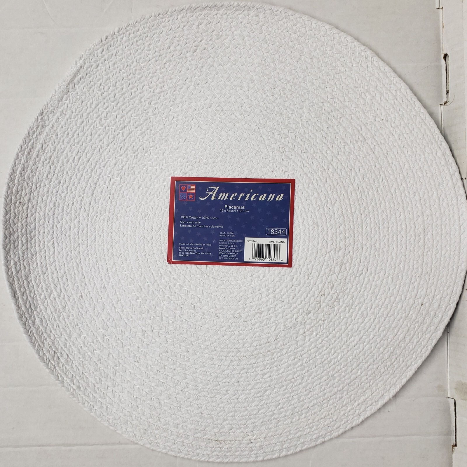 Set of 2 Round Braided Cotton Placemats(15") ANCHOR,LET YOUR DREAMS SET