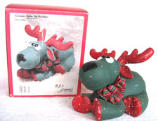 Vintage 1980's Hand Painted Ceramic Christmas Reindeer Made in USA