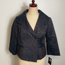 NWT Liz Claiborne Blazer Navy Blue Floal Print Size 6