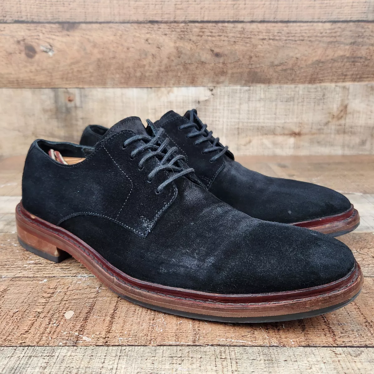 Cole Haan Williams Buck II Men Sz 9 M Black Oxford Black Suede